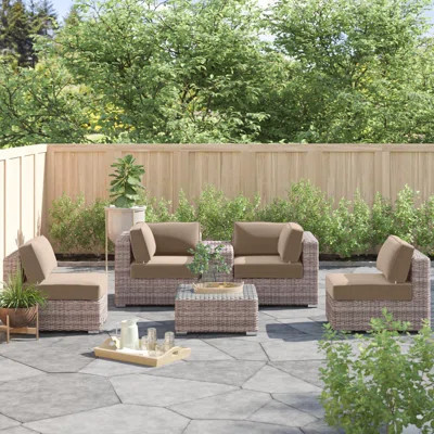 Lazaro High-Density Polyethylene (HDPE) Wicker Fully Assembled 4 - Person Seating Group with Sunbrella Cushions | Wayfair North America