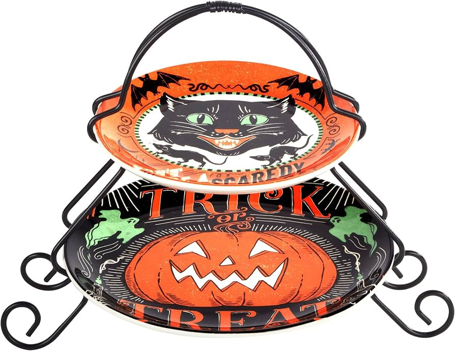 Certified International Scaredy Cat 2 Tier Server Set, Multicolored | Amazon (US)