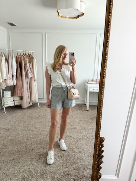 Looking for a cute but comfortable outfit?? This is it! My top and shorts are from J.Crew Factory and they fit so well! Wearing size small in the top and shorts. I have them paired with my favorite white tennis shoes! Spring outfits // daytime outfits // festival outfits // day date outfits // brunch outfits // white tennis shoes // comfortable shorts // J.Crew finds 

#LTKstyletip #LTKFestival #LTKSeasonal