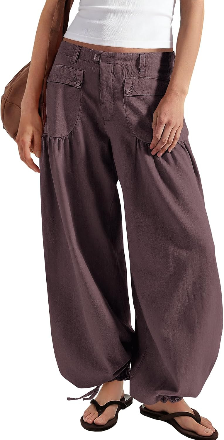 Yanekop Womens Balloon Pants High Waisted Wide Leg Harem Pants | Amazon (US)