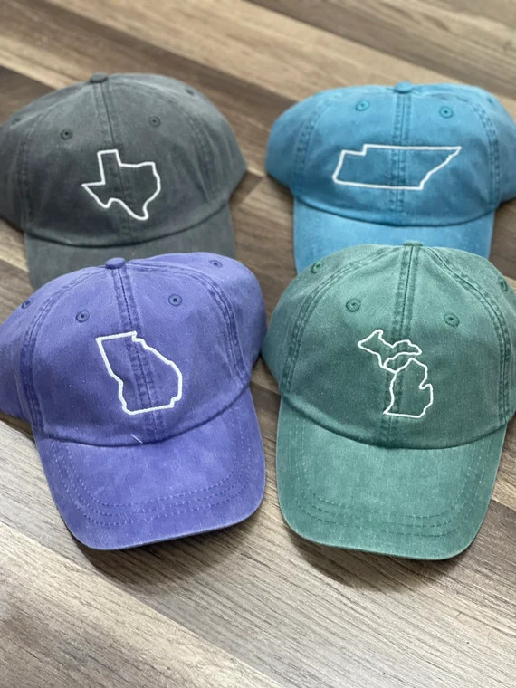 State Hat Monogrammed Hat Embroidered Hat Distressed Hat - Etsy | Etsy (US)