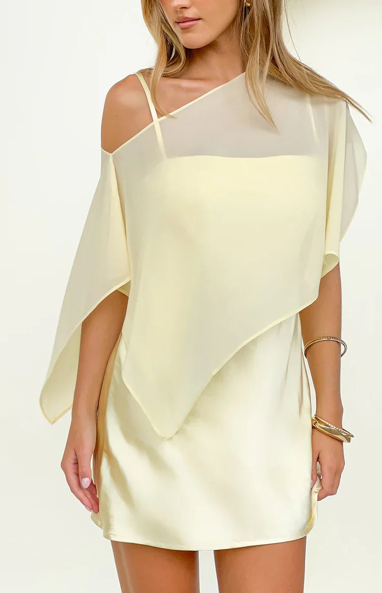 Chelsea Yellow Sheer Chiffon Cape US 0 | Beginning Boutique (US)