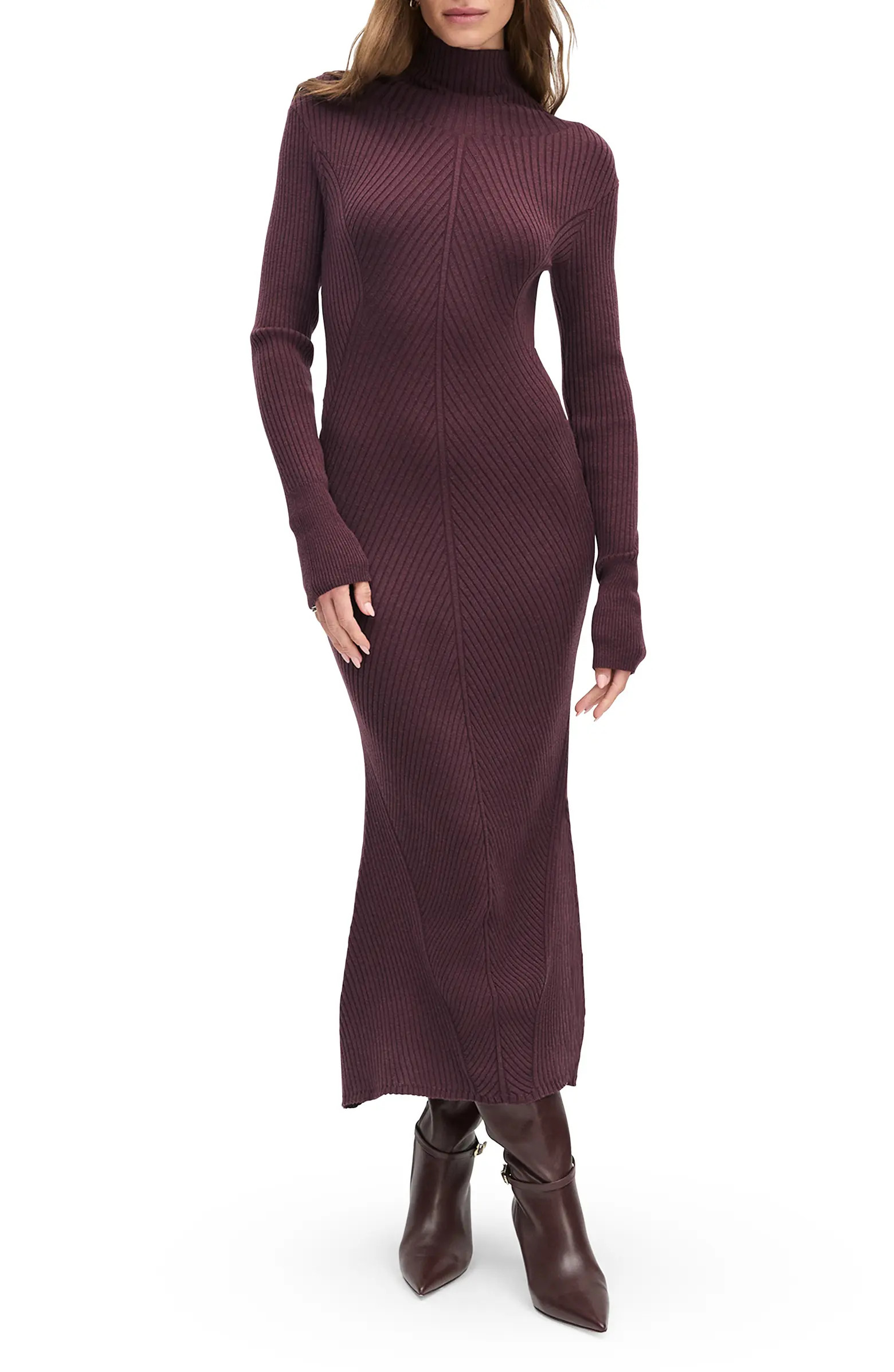 Be Your Girl Long Sleeve Merino Wool Blend Rib Sweater Dress | Nordstrom