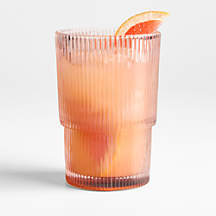 Atwell 16-oz. Spring Pink Stackable Ribbed Highball Glass + Reviews | Crate & Barrel | Crate & Barrel