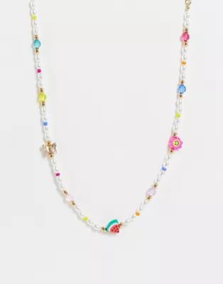 Monki bead and pearl necklace in multi | ASOS (Global)