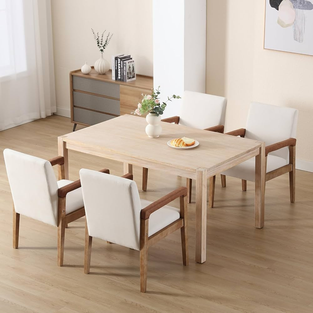 Kmax Modern Dining Chairs Set of 4 Linen Fabric Kitchen Arm Chairs Upholstered Accent Chairs with... | Amazon (US)