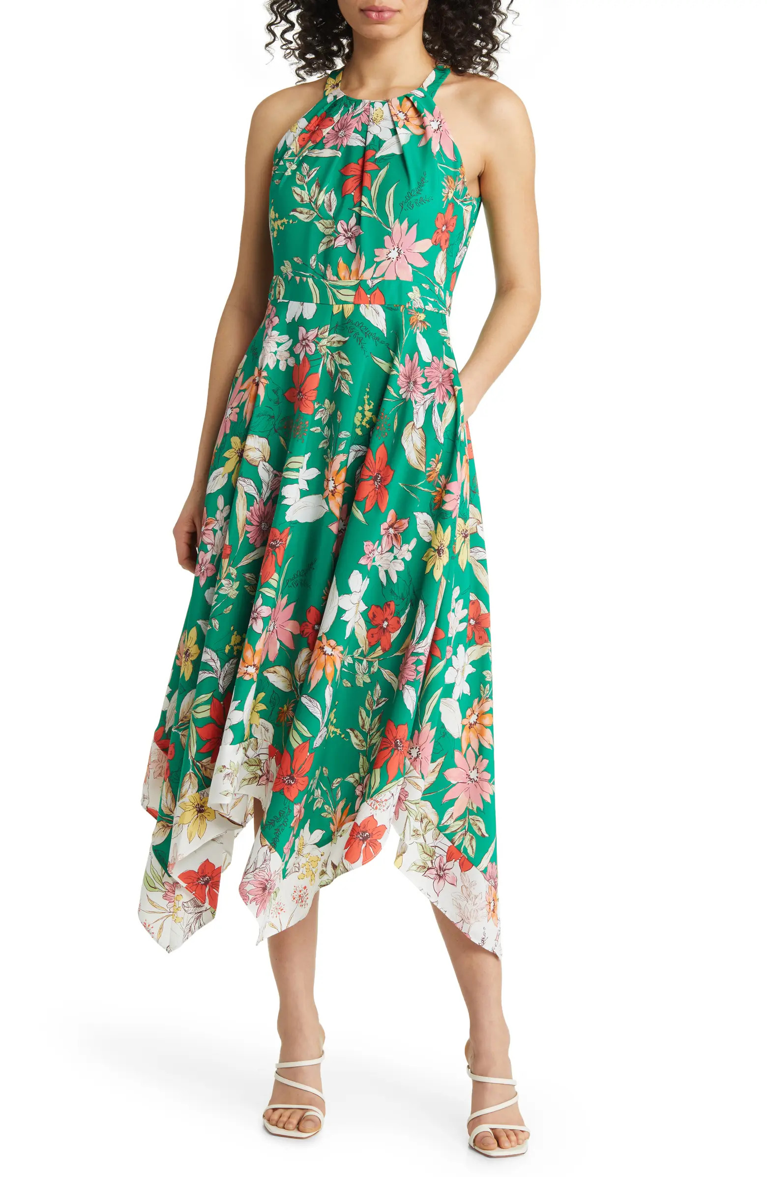 Vince Camuto Floral Handkerchief Hem Midi Sundress | Nordstrom | Nordstrom