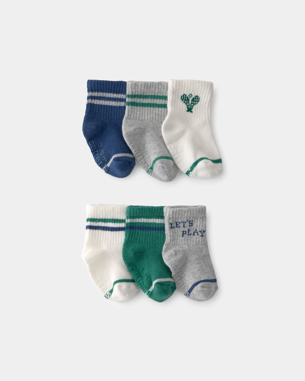 Baby 6-Pack Pickleball Socks - Green/Grey | Carter's Inc