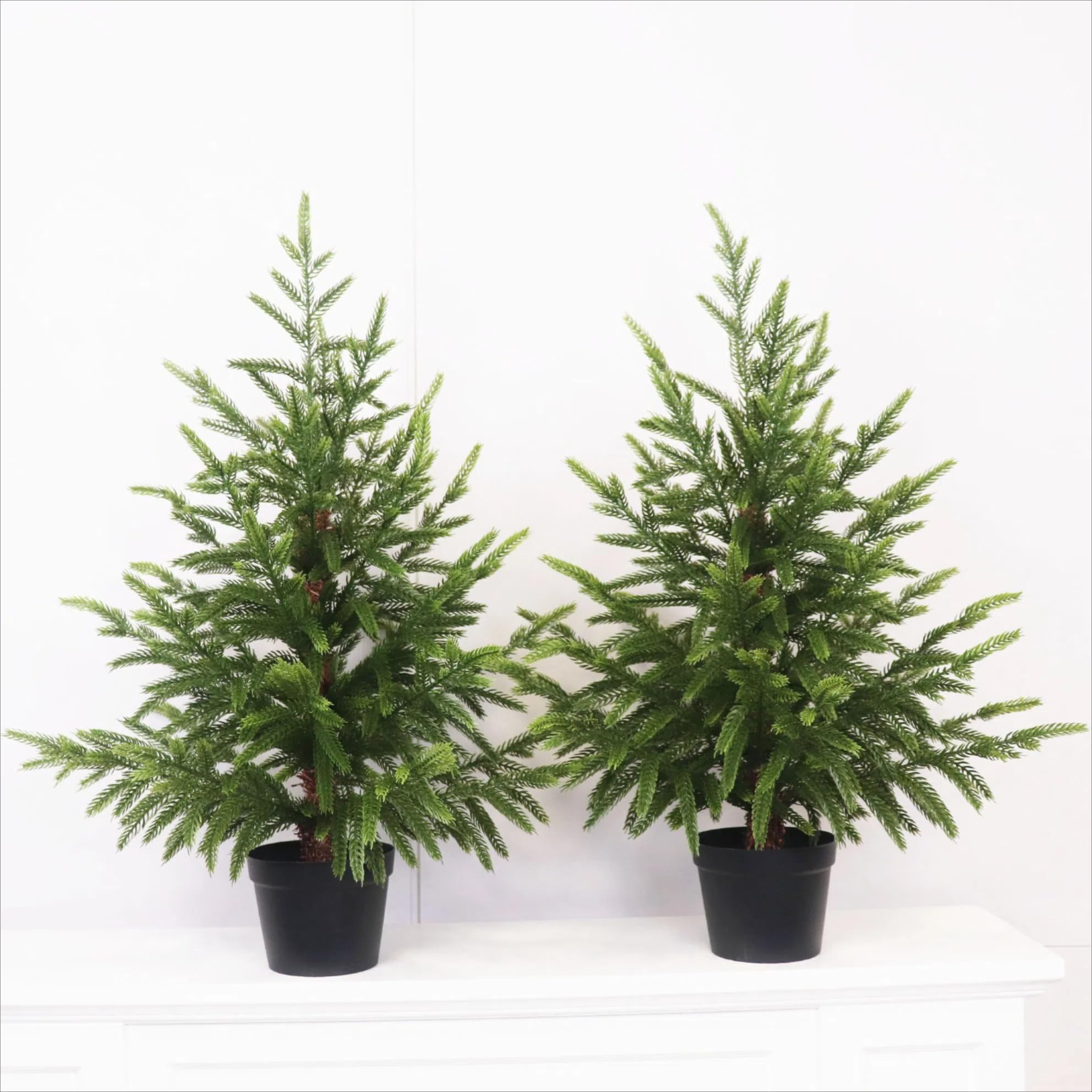 2 Packs Artificial Potted Christmas Tree Plant Lifelike Realistic Norfolk Soft Touch Mini Greener... | Amazon (US)