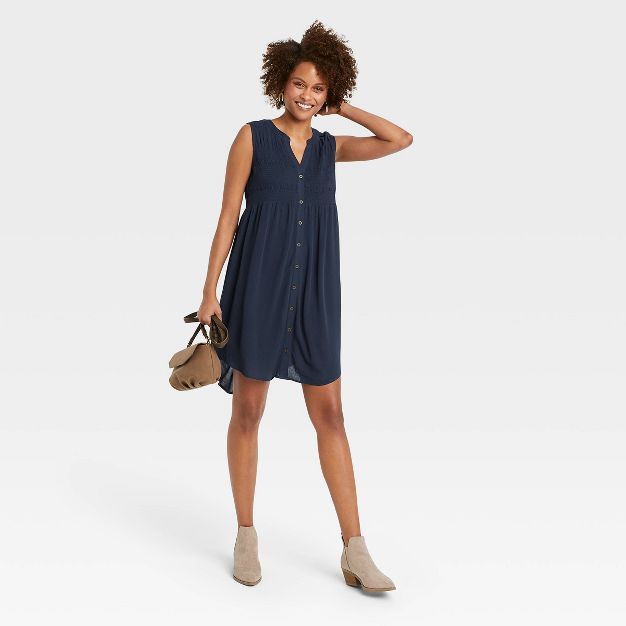Women's Sleeveless Smocked Button-Down Dress - Knox Rose™ | Target