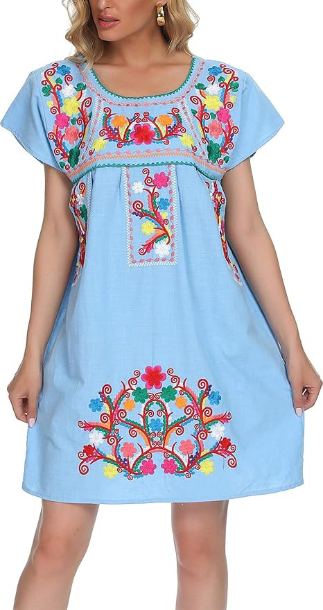 YZXDORWJ Women's Casual Skirt Boho Mexican Peasant Dresse Plus Size XXL Dress | Amazon (US)