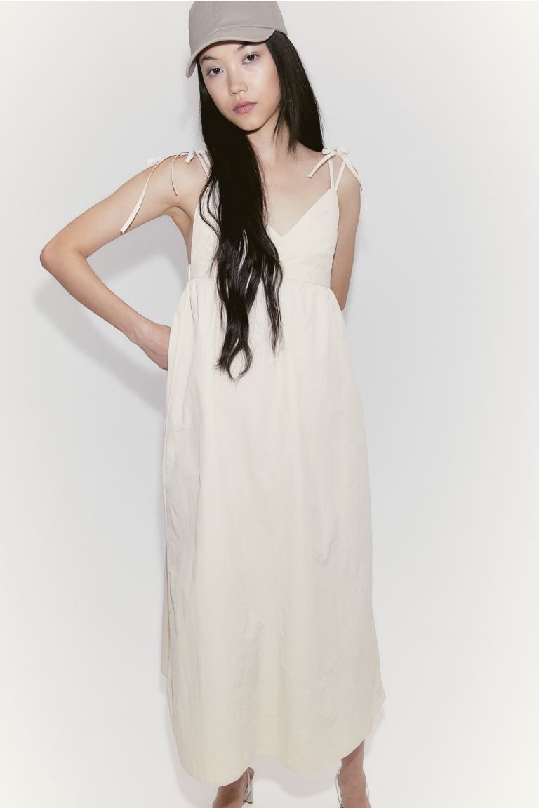 Nylon Dress with Tie-top Shoulder Straps - Light beige - Ladies | H&M US | H&M (US + CA)