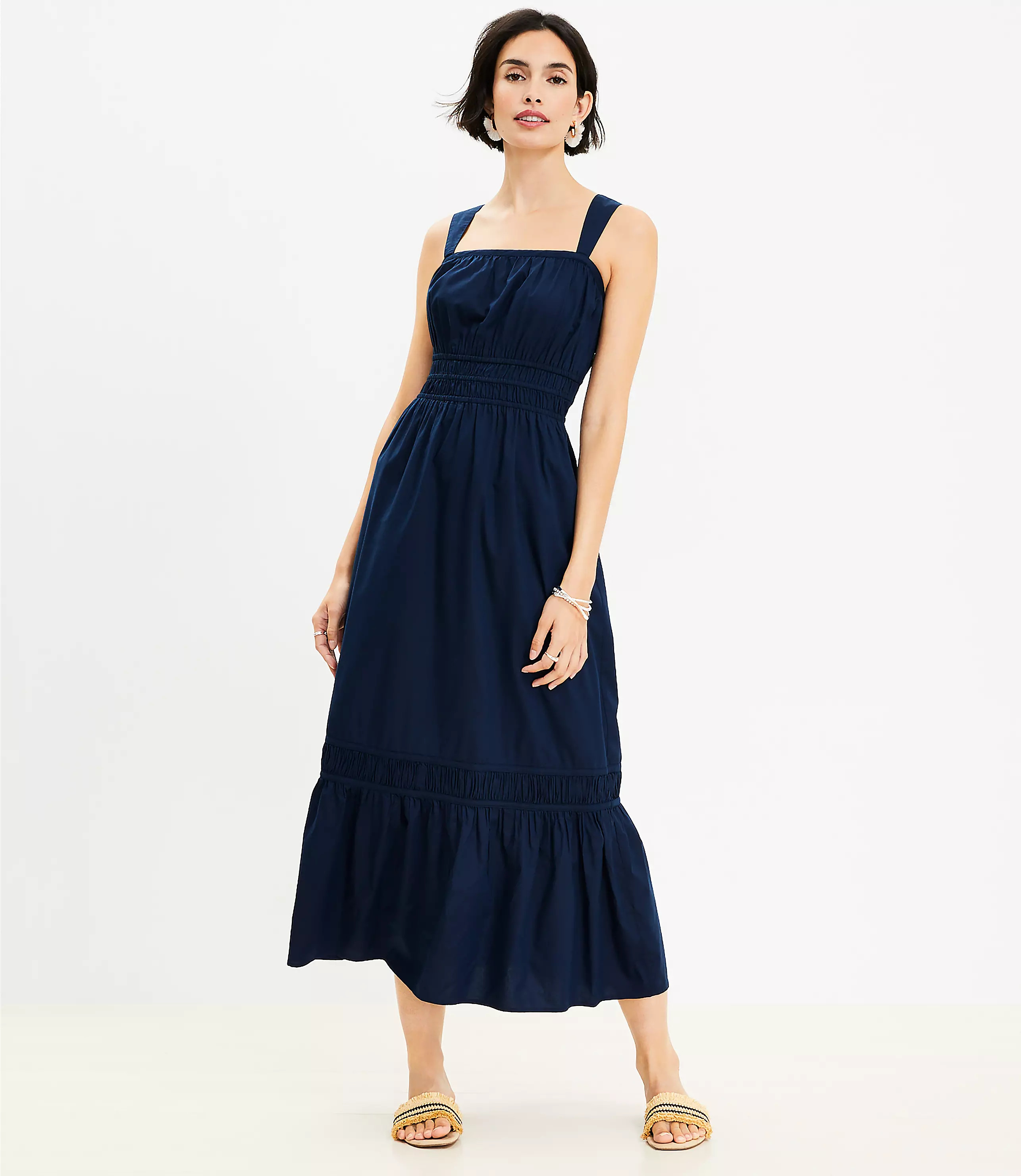 Shirred Flounce Maxi Dress | LOFT