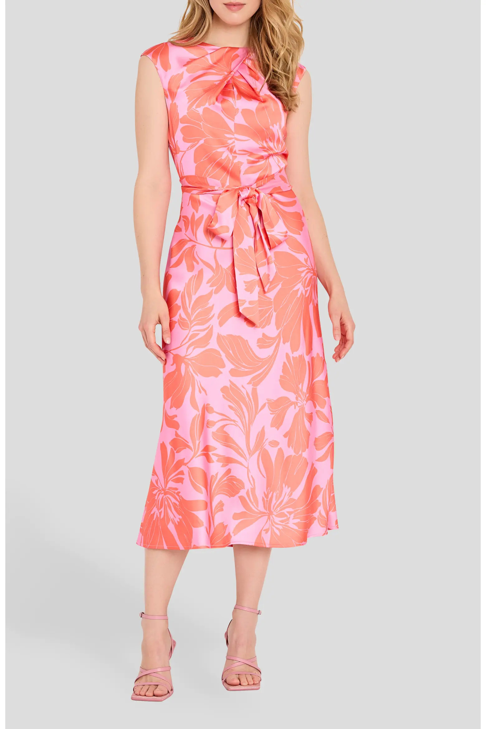 Floral Cross Neck Sleeveless Midi Dress (Women) | Nordstrom | Nordstrom