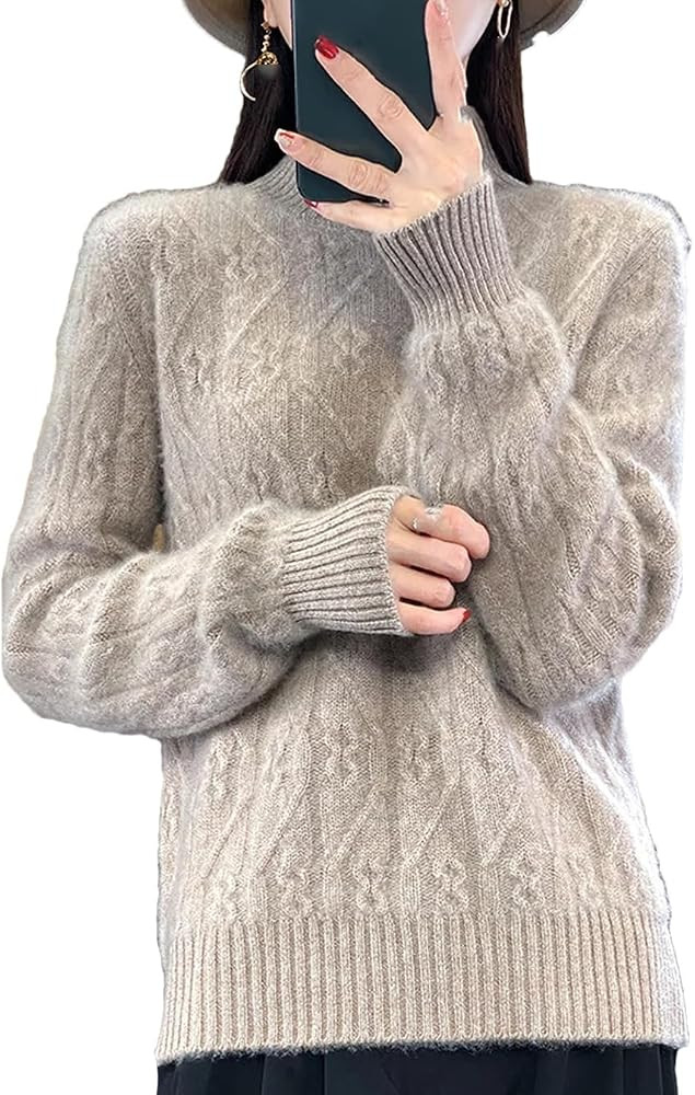 Pullover Women's Half High Collar Cashmere Knitted Sweater Comfortable and Autumn Women's Wool Sw... | Amazon (US)
