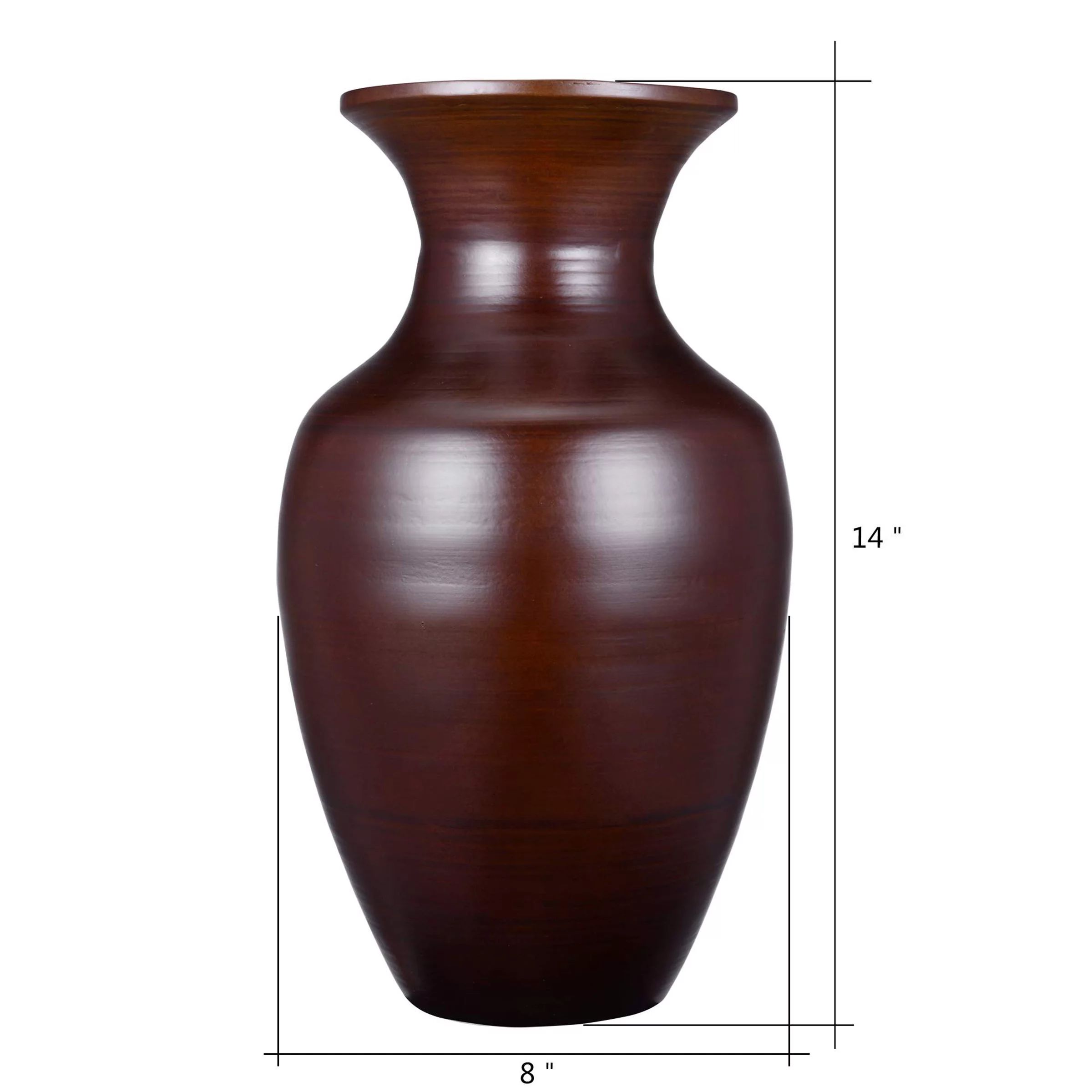 Villacera Handcrafted 14? Tall Brown Bamboo Vase , Decorative Glazed Urn Vase for Silk Plants, Fl... | Walmart (US)