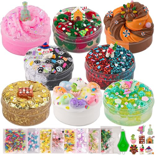 Slime Variety Pack Different Textures, 8 x 100ml Slimes Kit for Kids, Includes Bingsu Crunchy, Butter, Cloud, Gold Foil Slime, Slimes Party Favors for Girls & Boys, Birthday Easter Toy | Amazon (US)