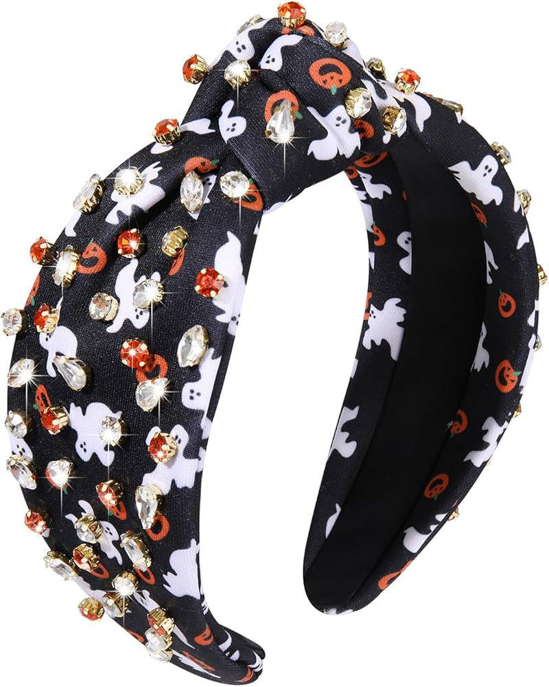 ZOLEAROPY Rhinestone Knotted Headband Crystal Halloween Party Holiday Hair Accessories (pumpkin g... | Amazon (US)