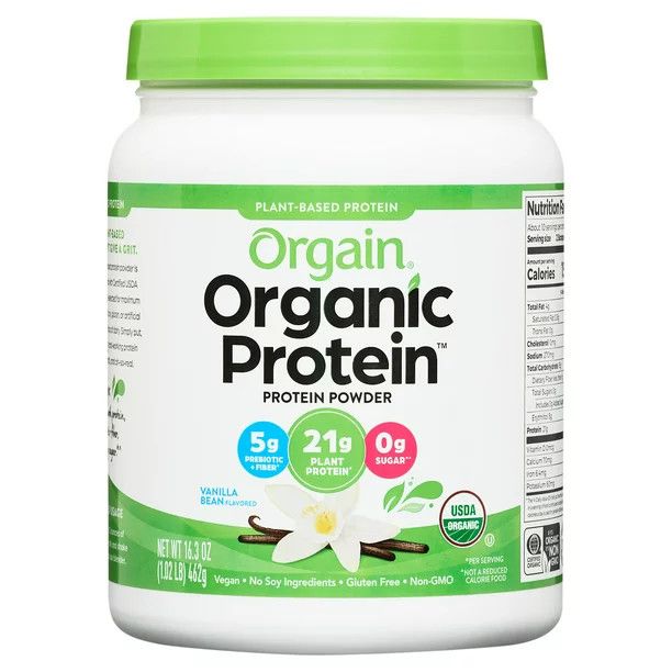 Orgain Organic Plant Based Protein Powder, Vanilla Bean, 21g Protein, Vegan, 1.02lb | Walmart (US)