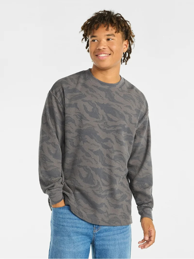 No Boundaries Thermal Tee with Long Sleeves, Men's & Big Men's | Walmart (US)