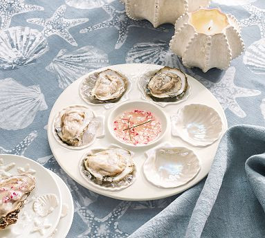 Coastal Embossed Stoneware Oyster Serving Platter | Pottery Barn (US)