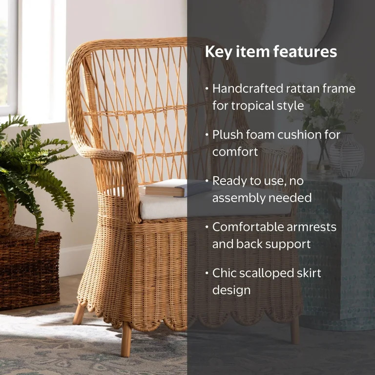 bali & pari Teresa Boho Arm Chair, Light Honey | Walmart (US)