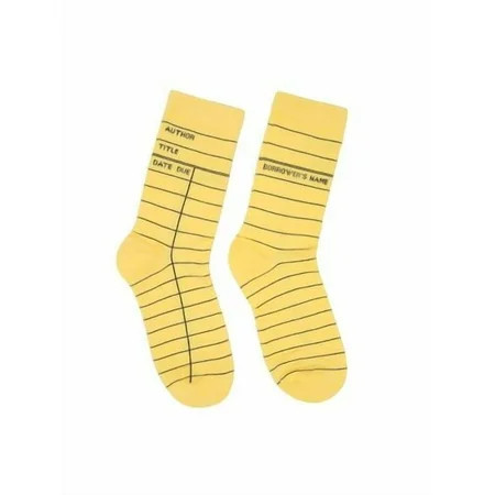 Library Card (Yellow) Socks - Large | Walmart (US)