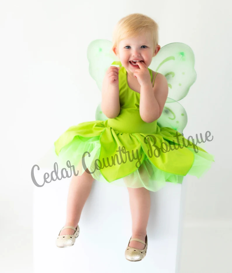 Tinkerbelle Petals Skirt Dress With Built in Petticoat Halloween Costume Infant Baby Toddler Girl... | Etsy (US)