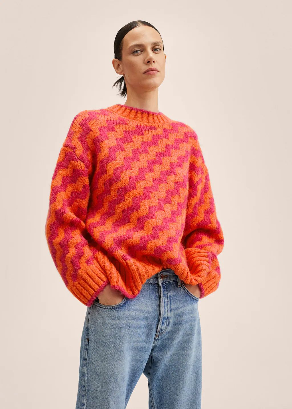 Jacquard knitted sweater | MANGO (US)