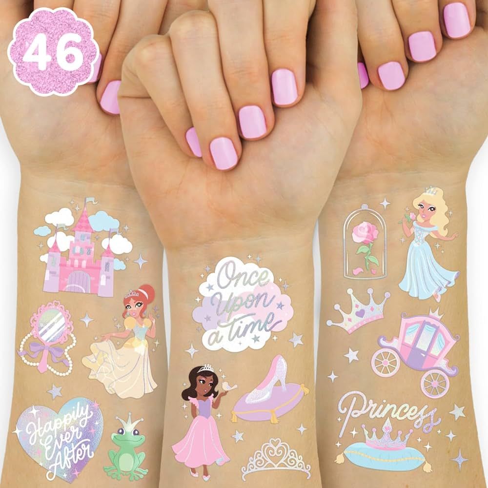 xo, Fetti Princess Party Temporary Tattoos - 46 Styles | Unircorn Birthday Decorations, Girl Baby... | Amazon (US)