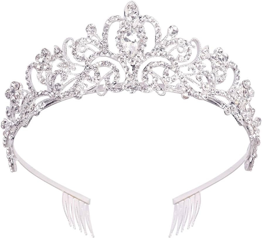 Didder Silver Crystal Tiara Crown Headband Princess Elegant Crown with combs for Women Girls Brid... | Amazon (US)