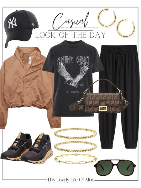Casual outfit of the day anine bing tee, lululemon joggers, on cloud sneakers 

#LTKstyletip #LTKsalealert #LTKshoecrush