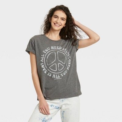 Women's The Beatles All You Need Is Love Short Sleeve Graphic T-Shirt - Gray | Target