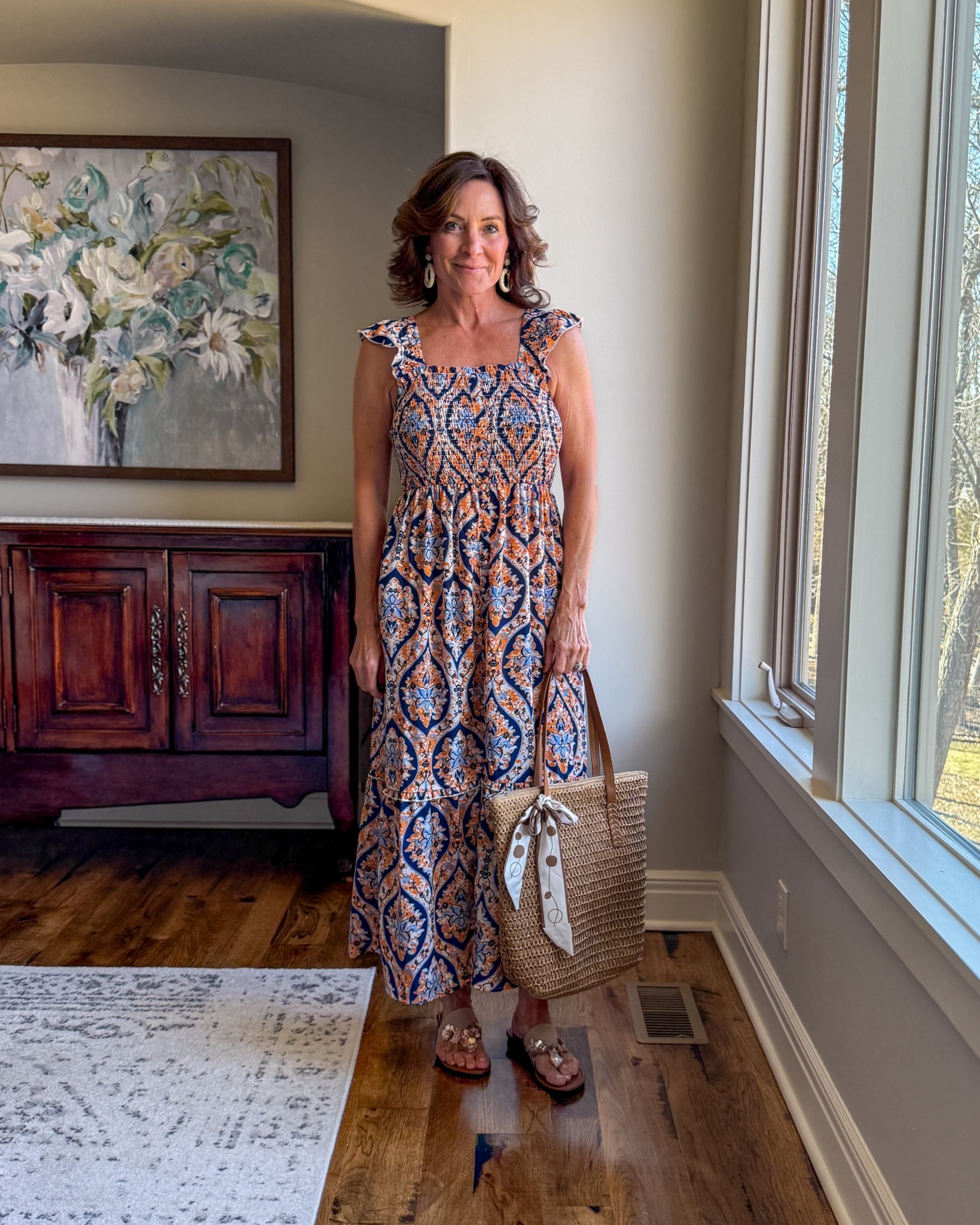 Polished Smocked Maxi Dress for Effortless Style

This one is polished but easy. The smocked bodice creates structure, the flutter sleeves soften the shoulders, and the blue and terracotta print feels elevated and timeless. It’s comfortable enough for all-day wear but looks intentional — which is my favorite combination.

#EffortlessStyle #StyleOver40 #AmazonStyle #ChicOver40 #ConfidenceOver50