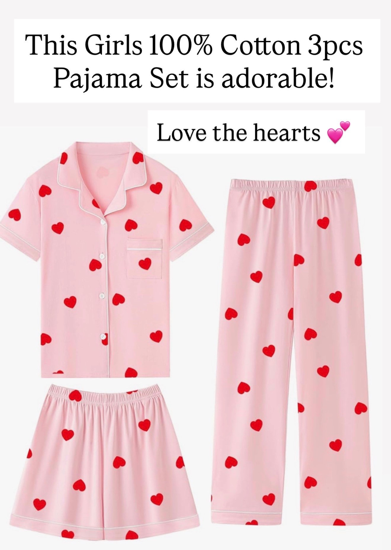 Cute pajama set for Valentine’s Day ❤️🩷 for girls. 

#LTKValentine #LTKKids