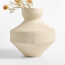 Marla White Paper Mache Vase 14" | Crate & Barrel | Crate & Barrel