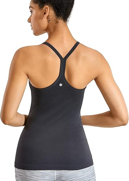 CRZ YOGA Seamless Workout Tank Tops for Women Racerback Athletic Camisole Sports Shirts with Buil... | Amazon (US)