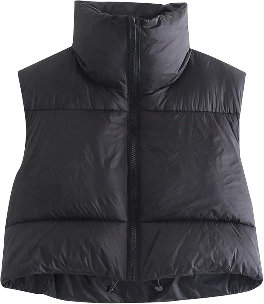 Hixiaohe Women's Winter Crop Vest Puffer Lightweight Stand Collar Padded Vest Zip Up Sleeveless J... | Amazon (US)