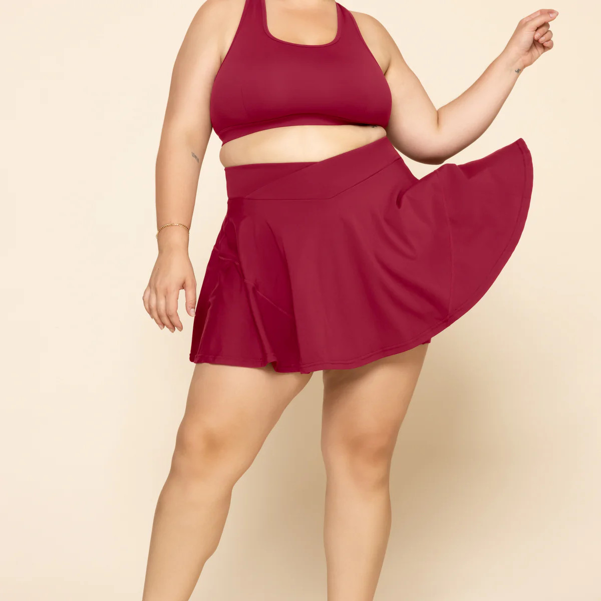 Crisscross Hourglass® Twirl Skort - Ruby | POPFLEX
