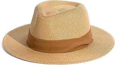 FURTALK Sombrero Panamá de paja de ala ancha para mujer y hombre, sombrero de paja Fedora para v... | Amazon (US)