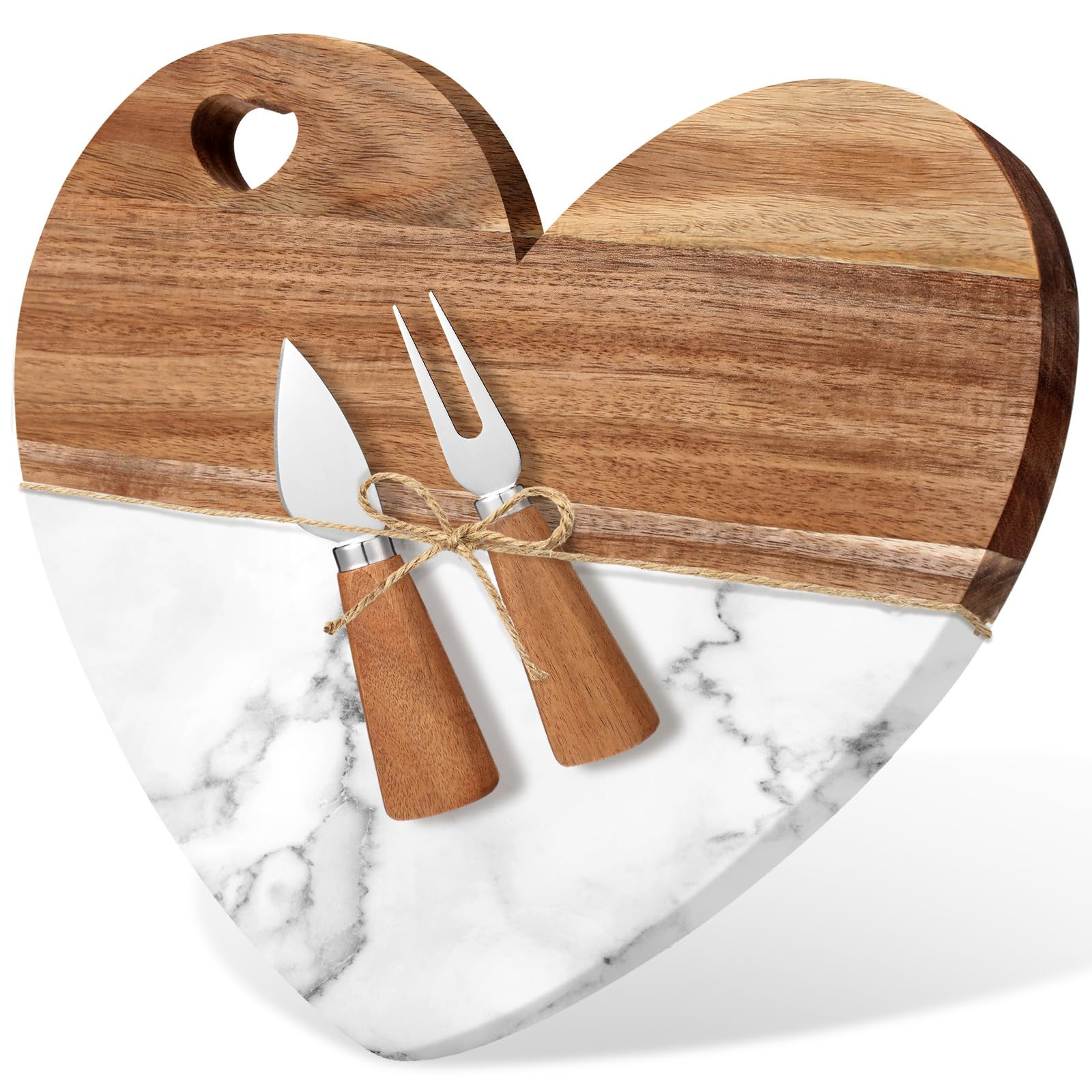 Patelai Valentine Heart Shaped Marble Charcuterie Cutting Serving Board for Women 12'' Wood and M... | Amazon (US)