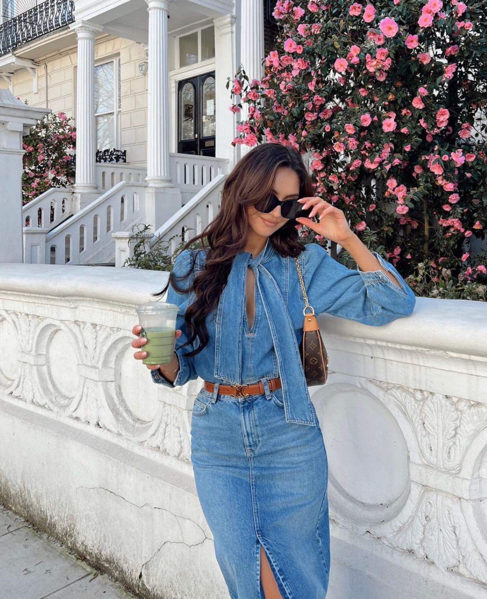 denim dress with brown belt Stampede Buckle Dress-Denim Pre-Order Small main image 1