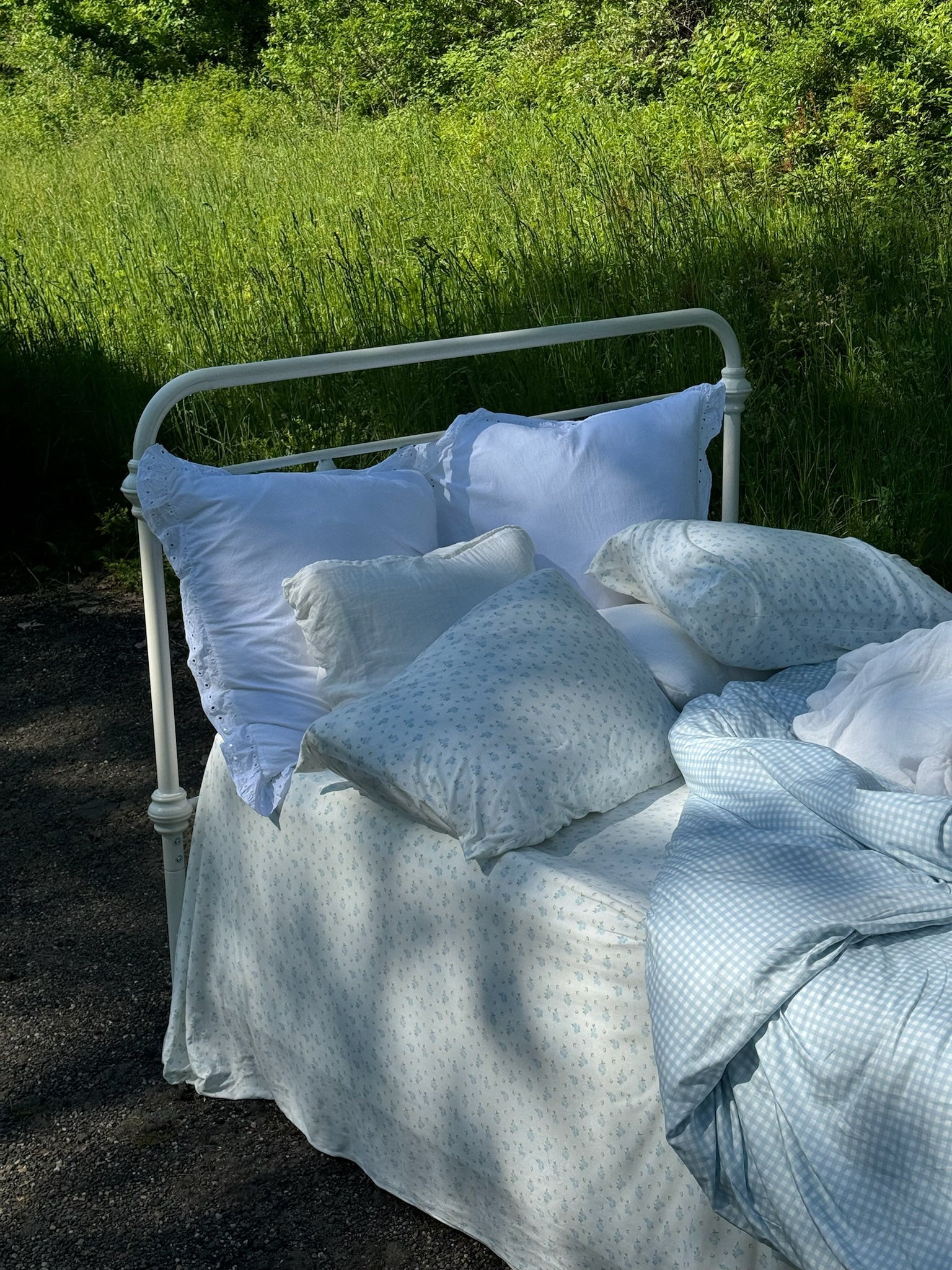 Floral Flat Sheet - Powder Blue | Dairy Boy