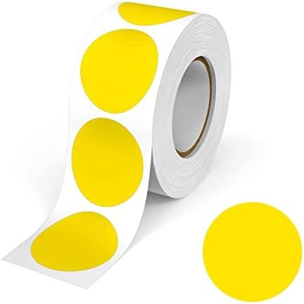 2 Inch Round Labels Permanent Color-Code Dot Stickers, 500 Per Roll, Yellow | Amazon (US)