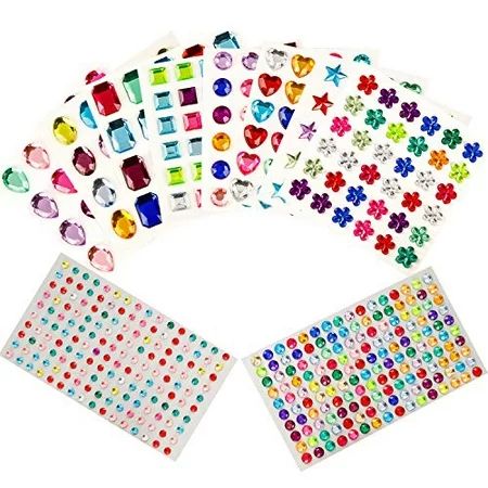 549pcs Gem Stickers, Self Adhesive Jewels Stickers with 8 Shapes Assorted Sizes, Bling Crystal Diamo | Walmart (US)