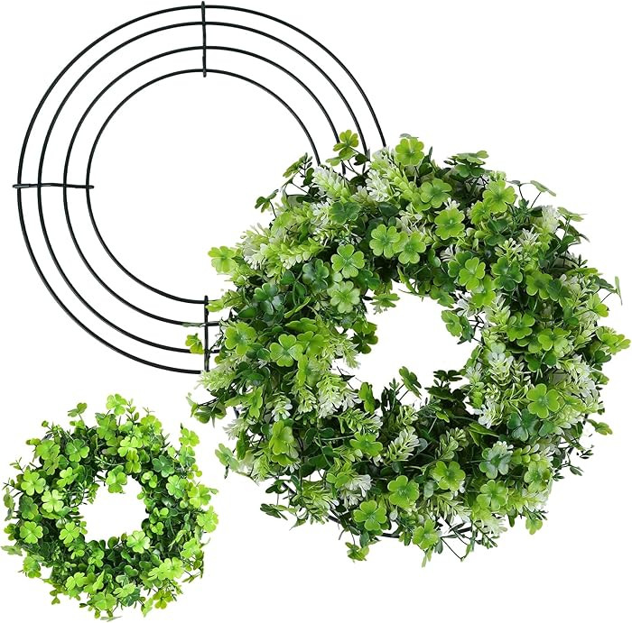 2 Pack Wreath Frames, 12 Inch Large Wire Wreath Frames Form, Dark Green Round Metal Wreaths Ring ... | Amazon (US)