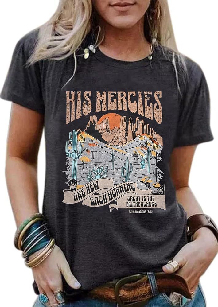 Christian T-Shirt Woman Jesus Faith Tshirts Bible Verse Shirts Casual Christians Inspirational Te... | Amazon (US)