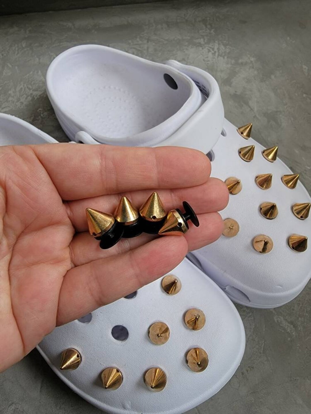 Bronze Spike Charm. Plastic Spikes. Croc Charms. Cone Shape Stud. Spike Bronze Shoe Charms. Set 4... | Etsy (US)