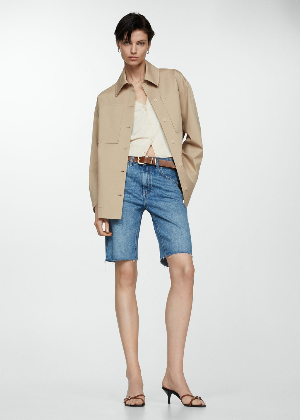 Oversized overshirt with pockets -  Women | Mango USA | MANGO (US)