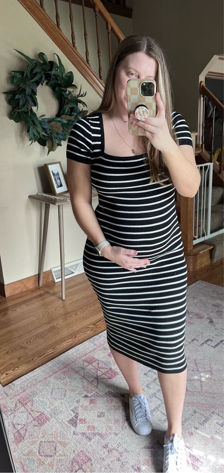 This is the perfect everyday dress to me! H&M does such a good job making basics look not so basic. I love the square neckline and length of this midi. Wearing a large but would have opted for a medium as I had room even with a bump! 

#LTKbump